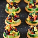 Black bean and corn on Ritz crackers