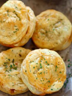 Chicken Keema puffs on a tray
