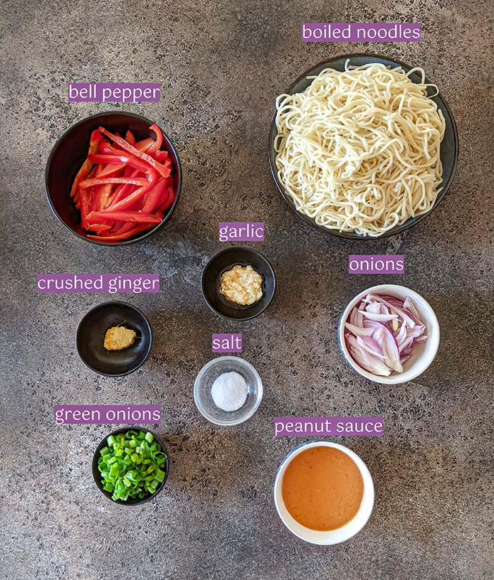Ingredient list for peanut noodles