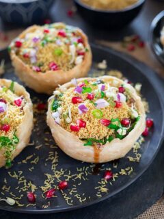 Filled katoris on a plate