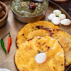 Makki ki roti with dollop of butter
