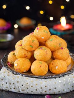 Motichoor ladoo on a plate