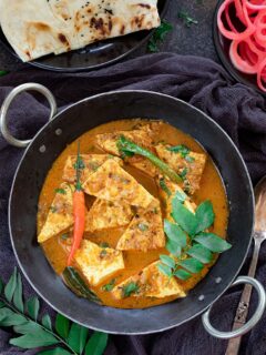 Paneer Karaikudi in a kadhai with Naan