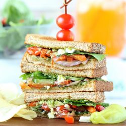 Summer Veggie Sandwiches with Pesto - Ruchiskitchen