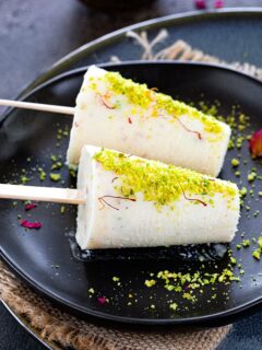 Rajbhog Kulfi garnished with saffron strands