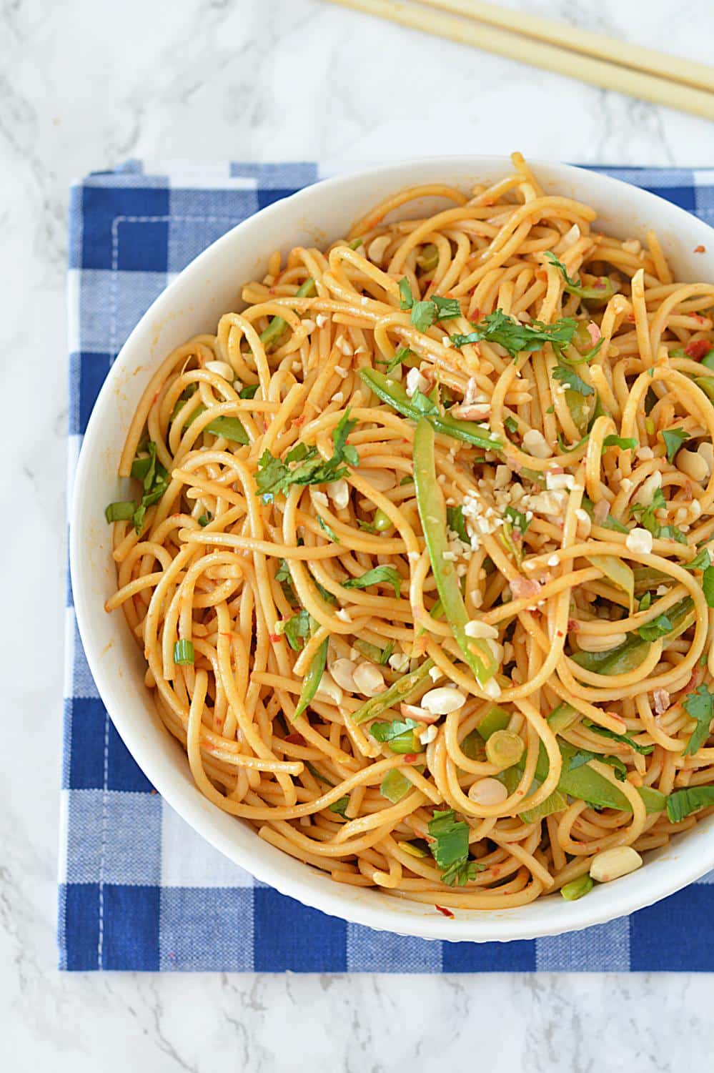 Vegan Thai Peanut Noodles - Ruchiskitchen