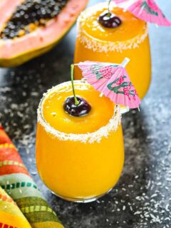 Sunshine Tropical Smoothie with cherry on top