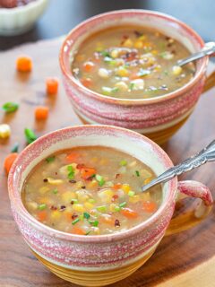 Sweet corn Indian soup in a bowl